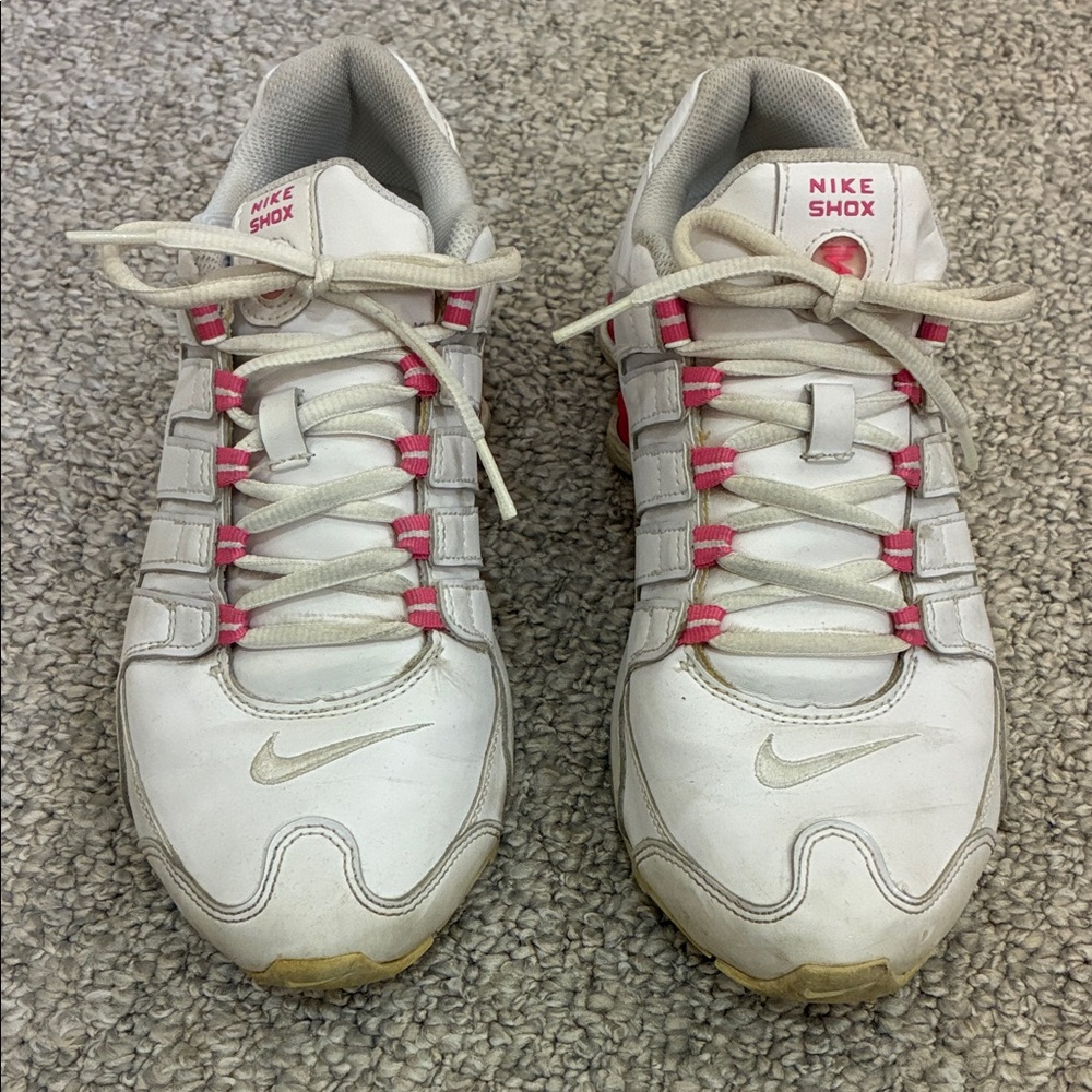 Nike Shox White and Pink Athletic Shoes